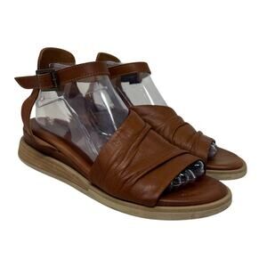 Miz Mooz Brown Claire Ankle Strap Genuine Leather Sandals EU 40 US 9.5